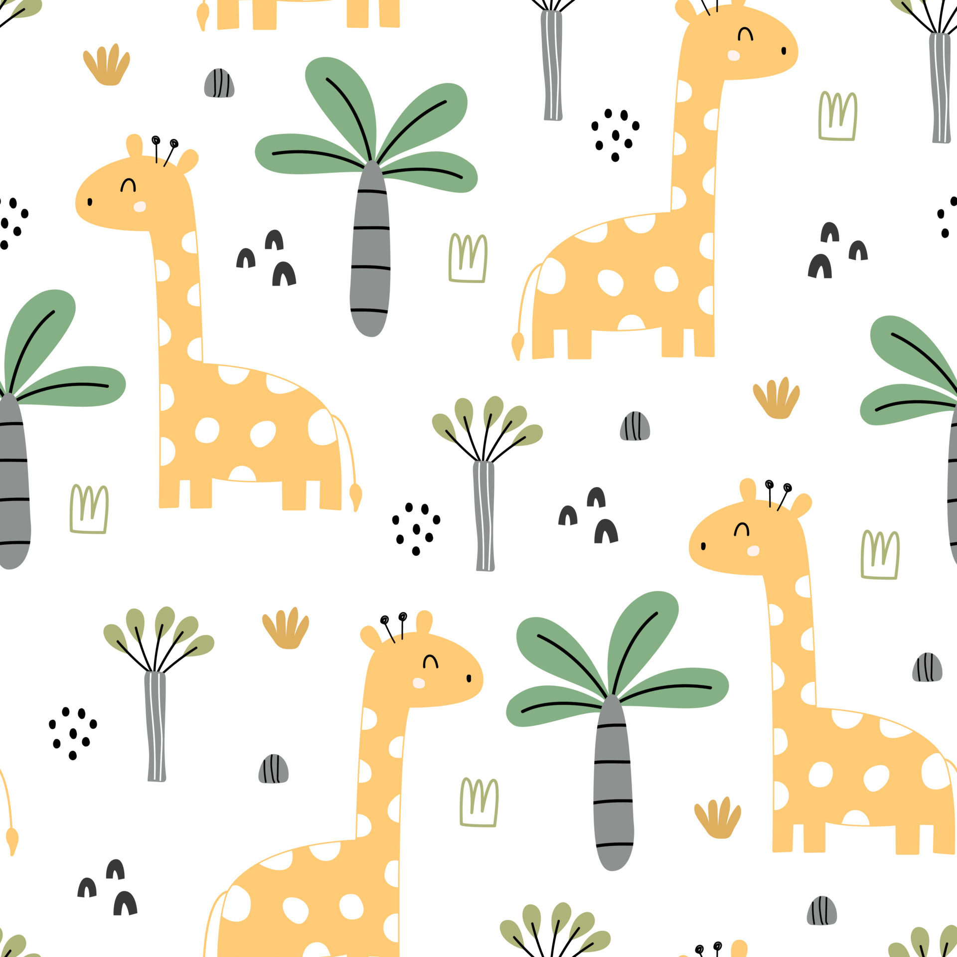 Cute seamless pattern for kid. Animal cartoon background with ...