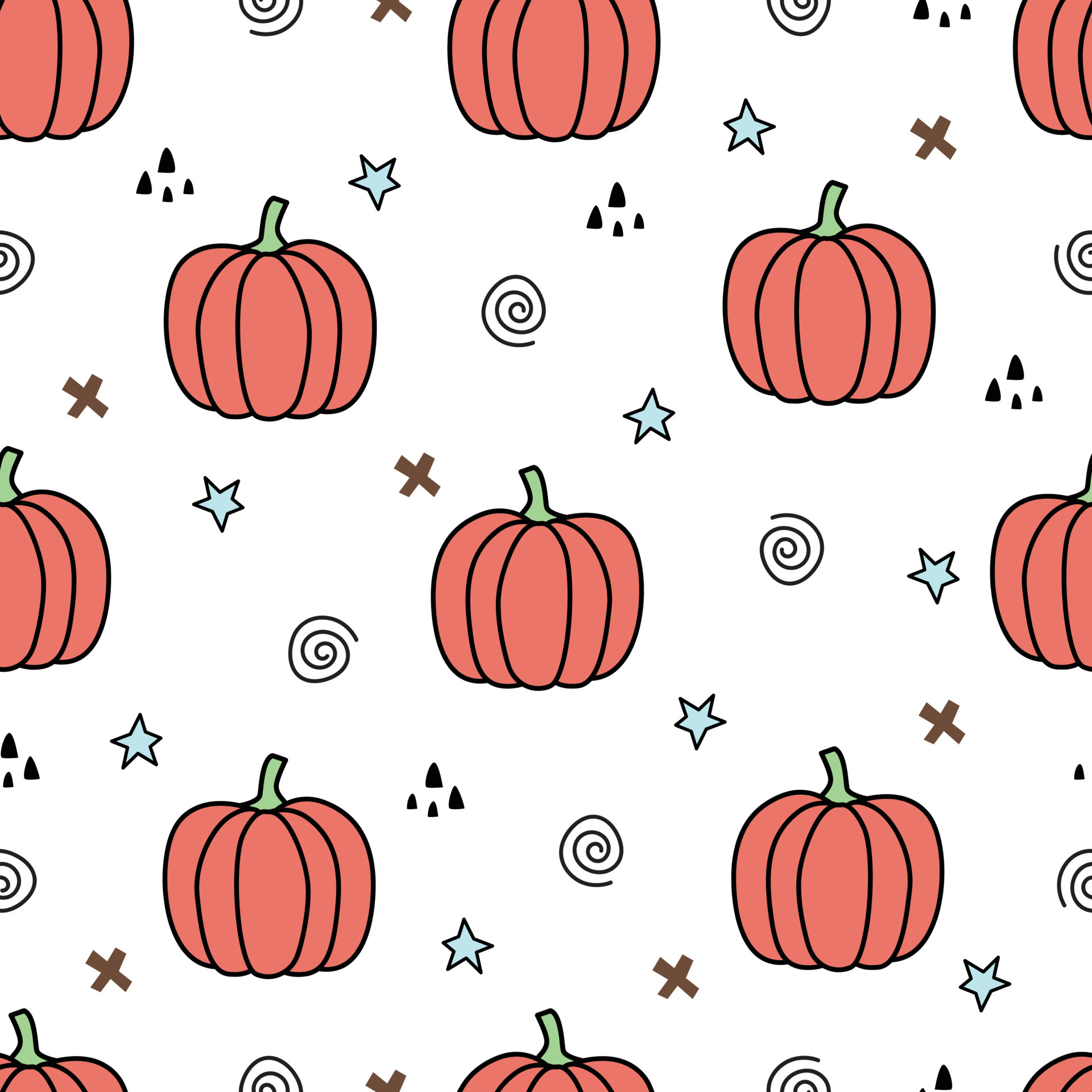 Seamless Halloween pumpkin pattern hand drawn cartoon background in  children's style Use for prints, wallpapers, textiles, fashion, vector  illustrations. 4257217 Vector Art at Vecteezy