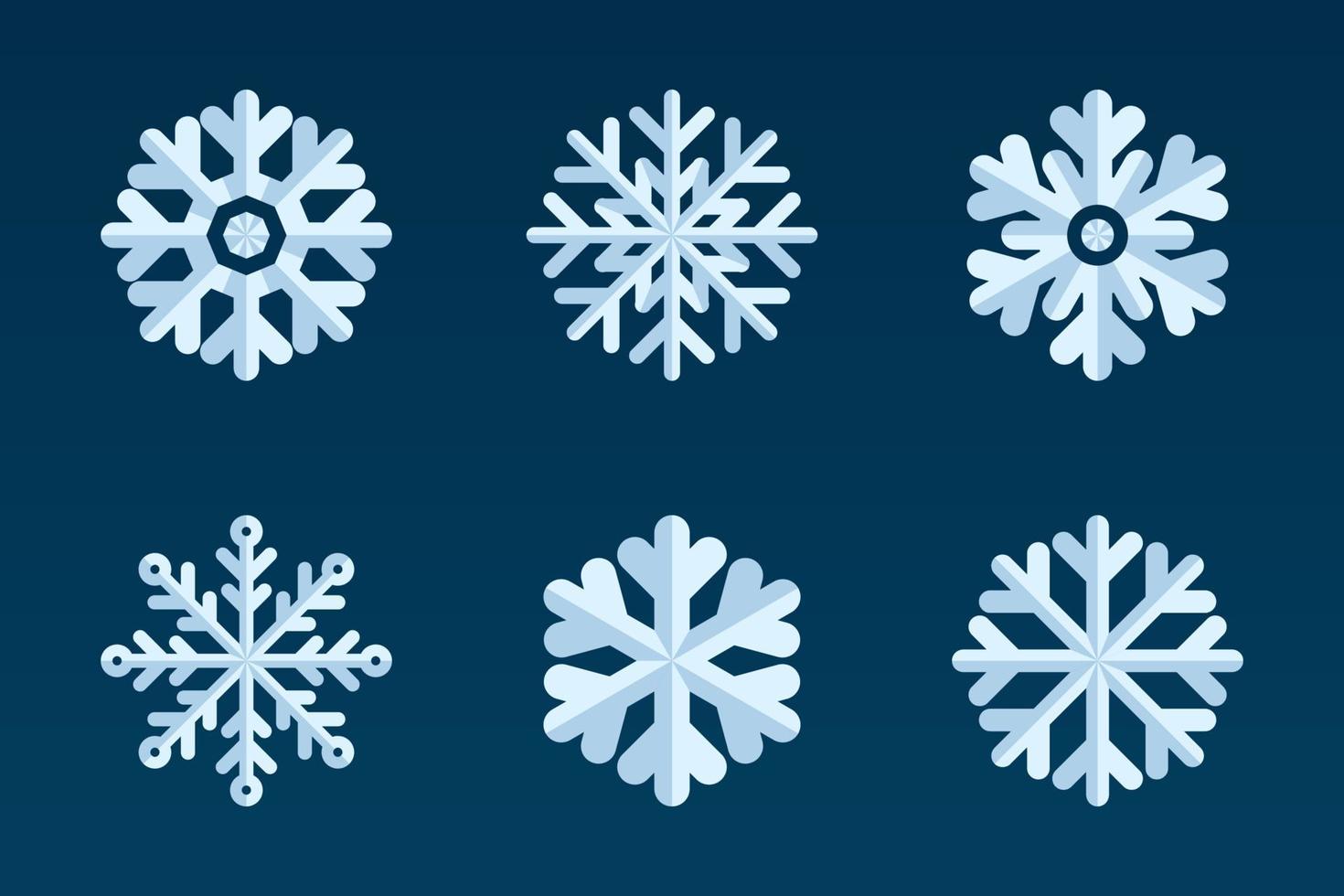 colección de copos de nieve. estilo plano. conjunto de iconos tradicionales navideños e invernales para diseño de logotipo, impresión, pegatina, emblema, etiqueta, insignia, saludo e invitación vector
