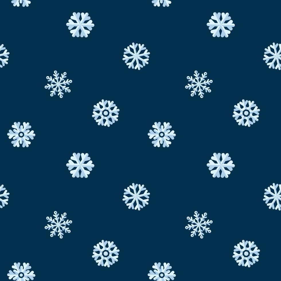 Snowflake Seamless Pattern. Flat Style. Christmas snowy ornament. Winter Traditional decoration for background, gifts wrapping paper, textile, greeting card design and decoration vector