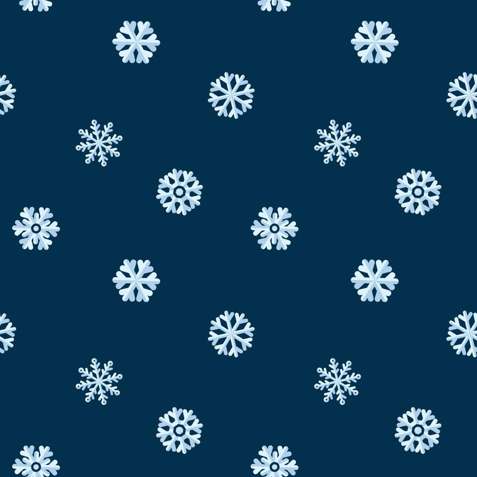 Snowflake Seamless Pattern. Flat Style. Christmas snowy ornament. Winter Traditional decoration for background, gifts wrapping paper, textile, greeting card design and decoration vector