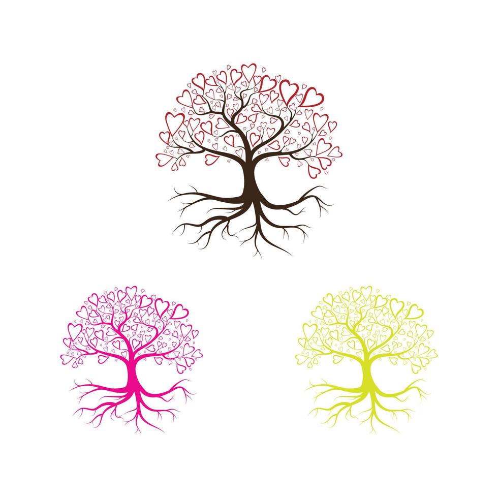 árbol de amor con corazón deja ilustración vectorial vector
