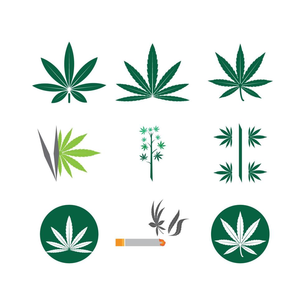 Cannabis marijuana hemp leaf logo and symbol vector