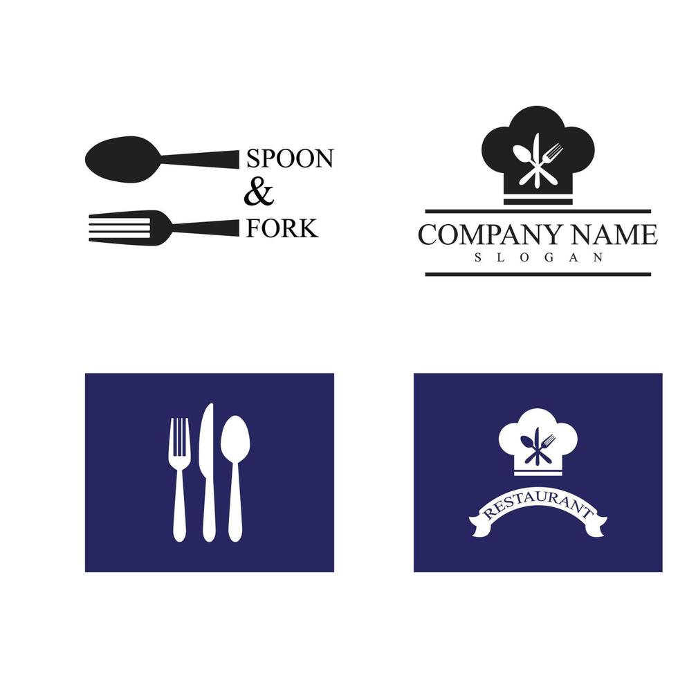 Ilustración de plantilla de logotipo de cuchara y tenedor vector