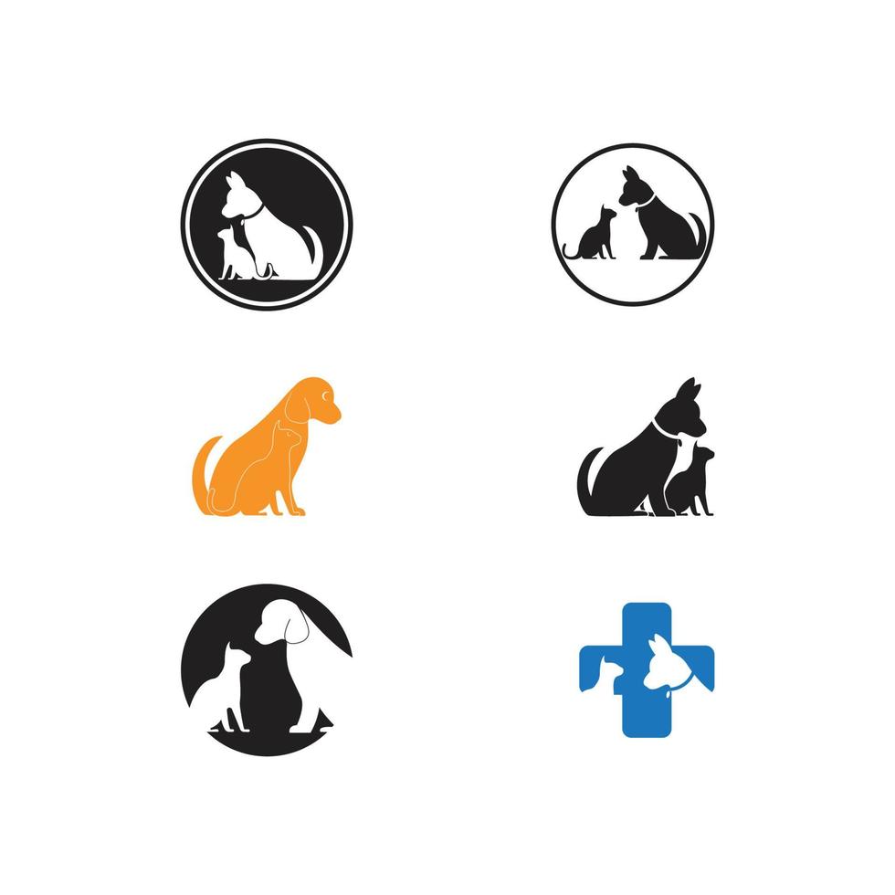 plantilla de logotipo de siluetas vectoriales de perros y gatos vector