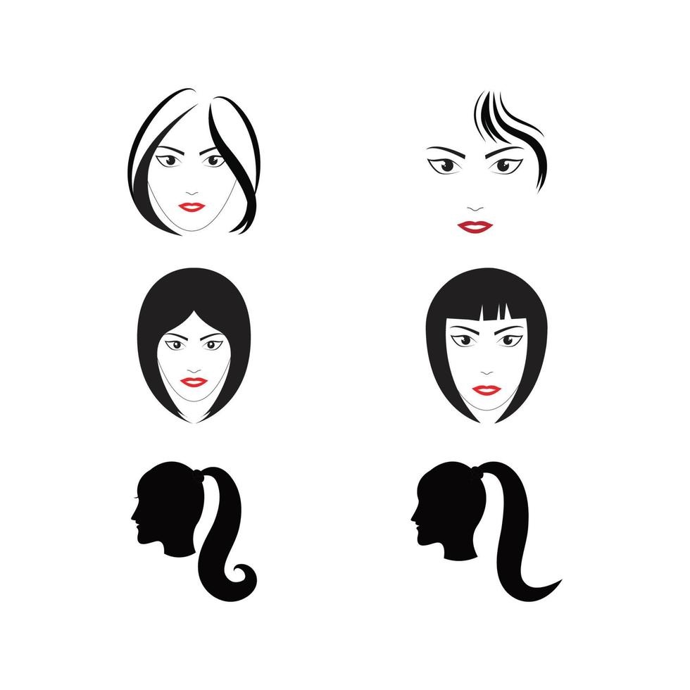 mujer cara silueta personaje ilustración logo icono vector