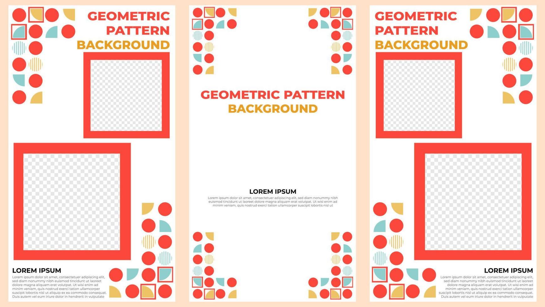 colorful geometric pattern social media stories template vector