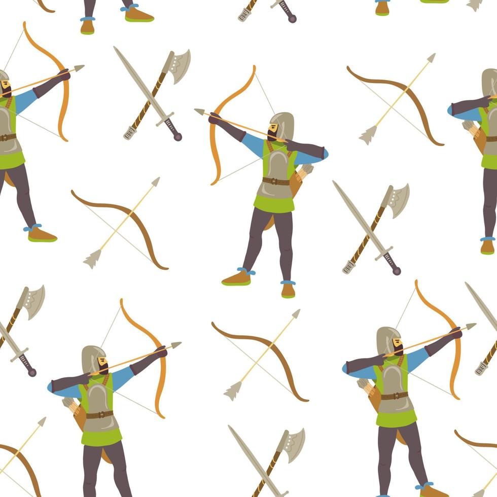 Seamless pattern with medieval archers vector