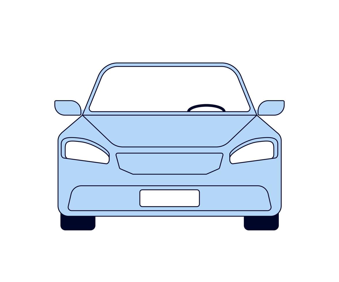 Vista frontal del coche de viaje azul. viaje en auto, vehículo. transporte para auto turismo. ilustración vectorial vector