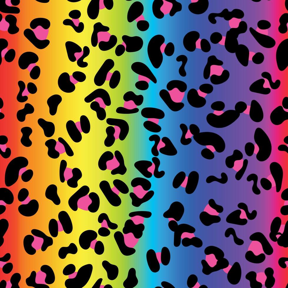 patrón transparente de leopardo colorido. Fondo degradado de color arco iris claassic. vector