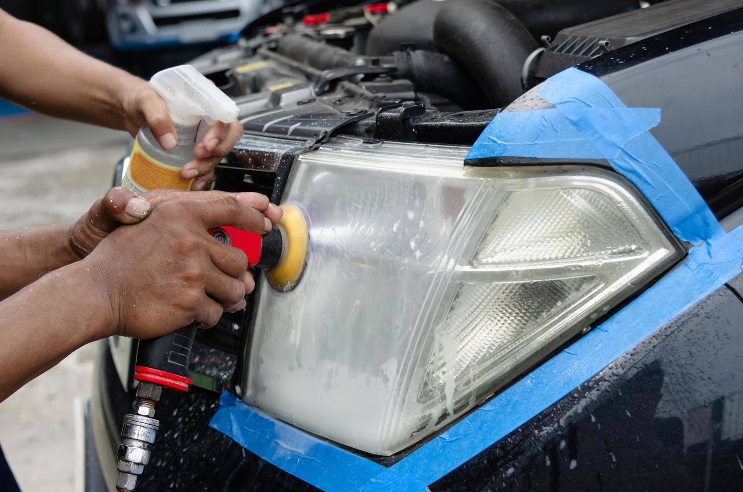 Car headlight polishing machine at Car Care shop photo