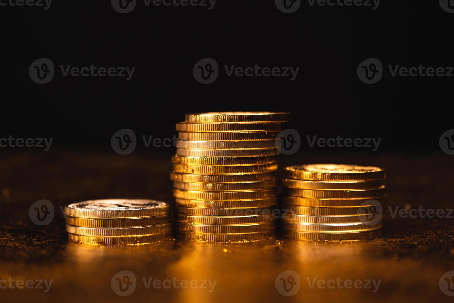 Cryptocurrency Growth Over Stacked Gold Bitcoin Coins photo