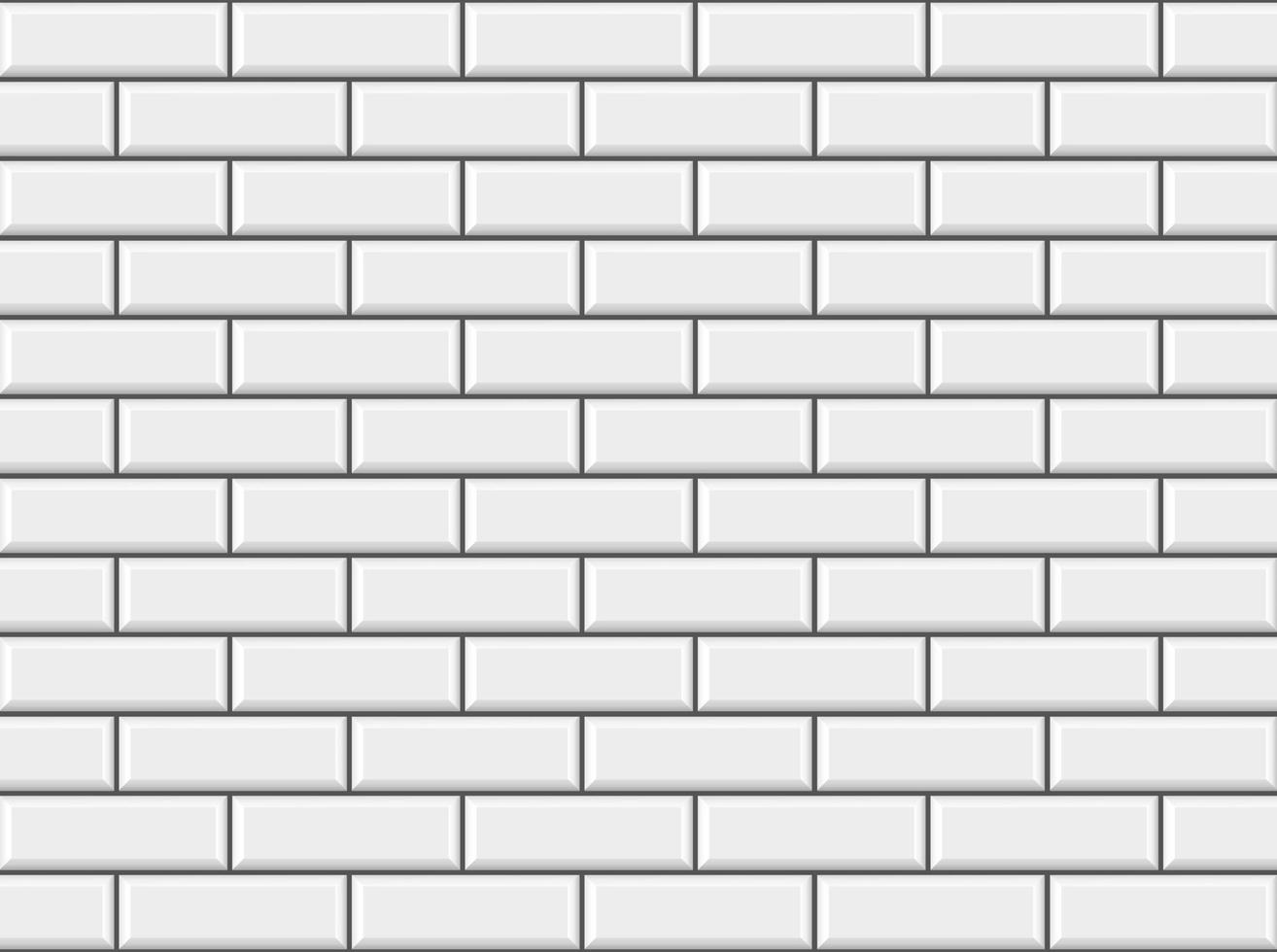 Subway tile pattern. Metro white ceramic bricks background. Vector realistic illustration.