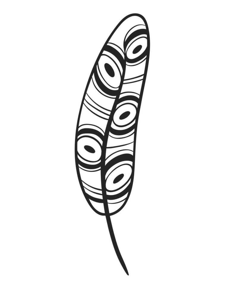 Feather decorated with circles and lines vector illustration