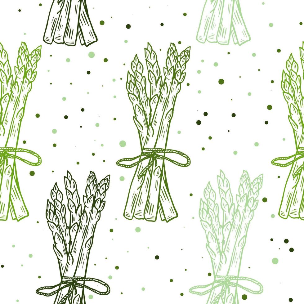 Bunches of fresh asparagus seamless pattern vector