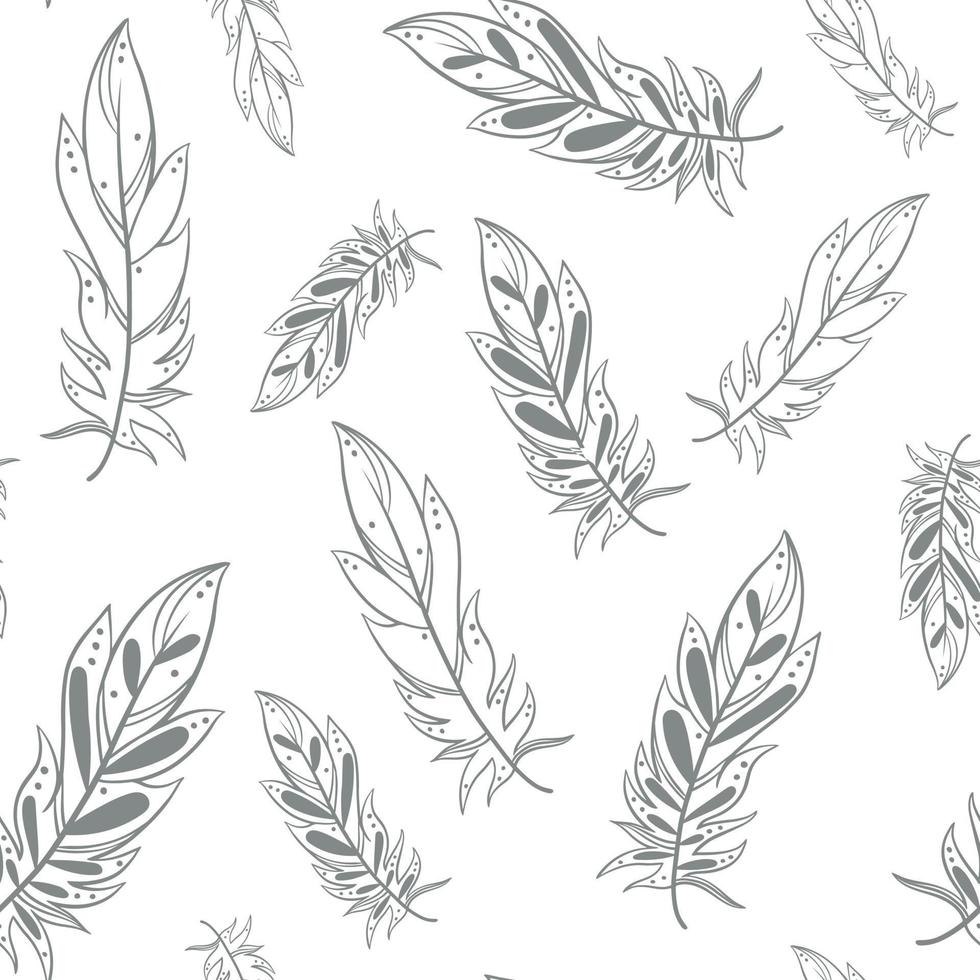 Falling feathers on a white background seamless pattern vector