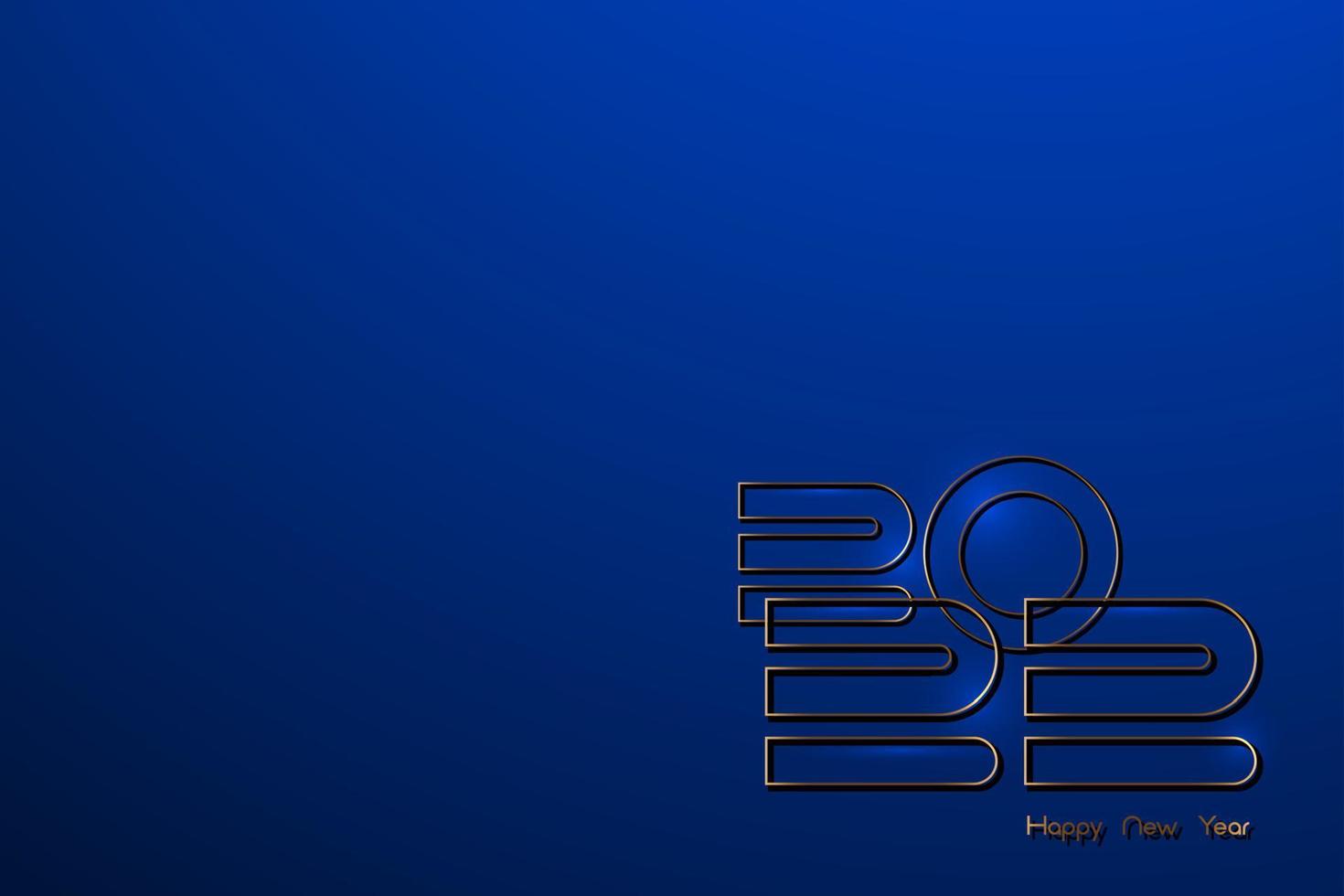 Plantilla de negocio de logotipo de números de oro de año nuevo 2022. tema de Navidad, ilustración vectorial. diseño de vacaciones para tarjeta de felicitación, invitación, calendario, fiesta, vip de lujo dorado, aislado sobre fondo azul vector