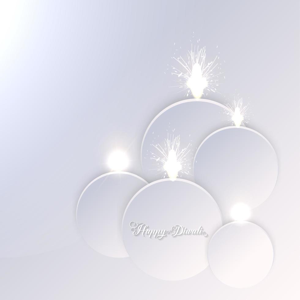 feliz diwali. gráfico de papel blanco del diseño indio de la lámpara de aceite diya. el festival de las luces. ilustración vectorial fondo blanco vector