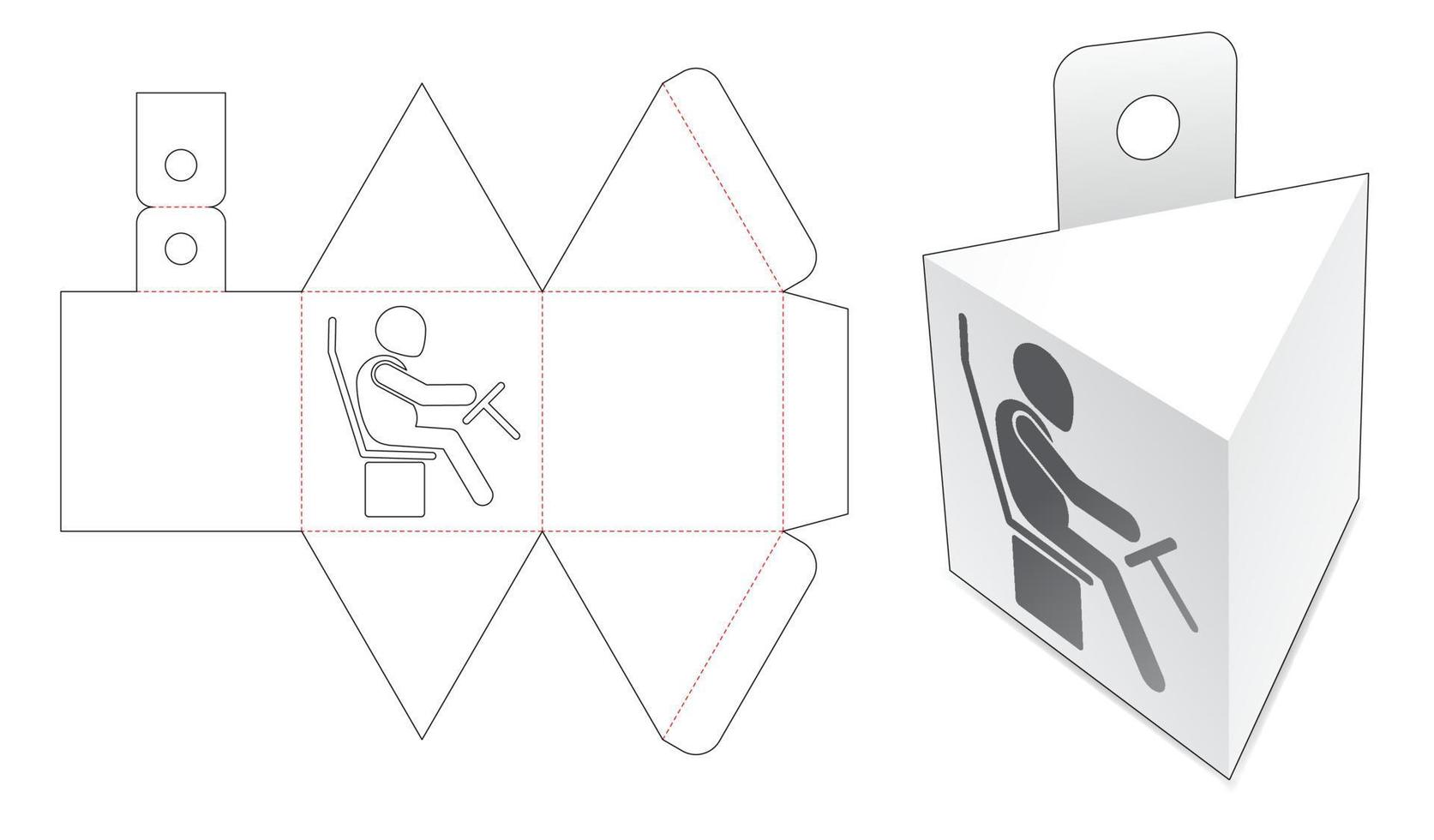 Hanging triangle box with driving window die cut template vector
