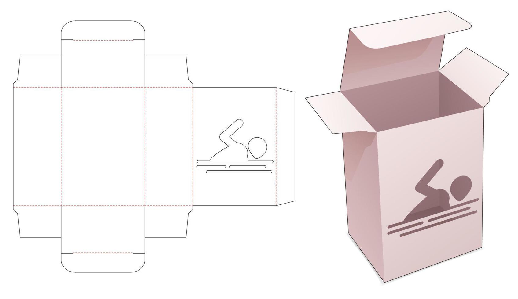 Cardboard box with swimming window die cut template vector