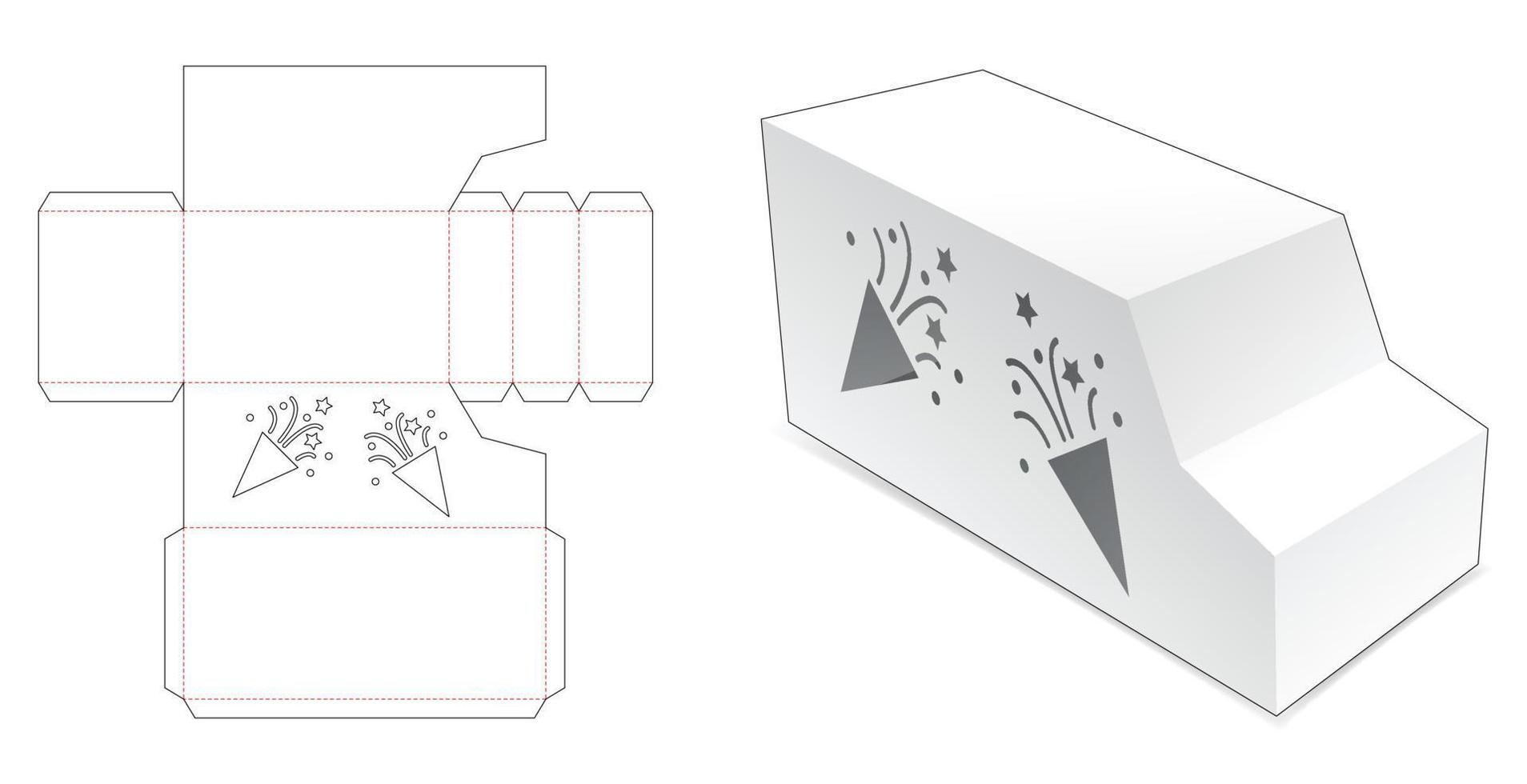 Embalaje en forma de camión con plantilla troquelada de confeti vector