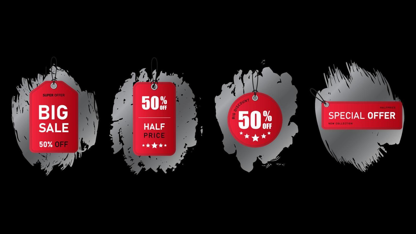 Big sale labels set on black background vector