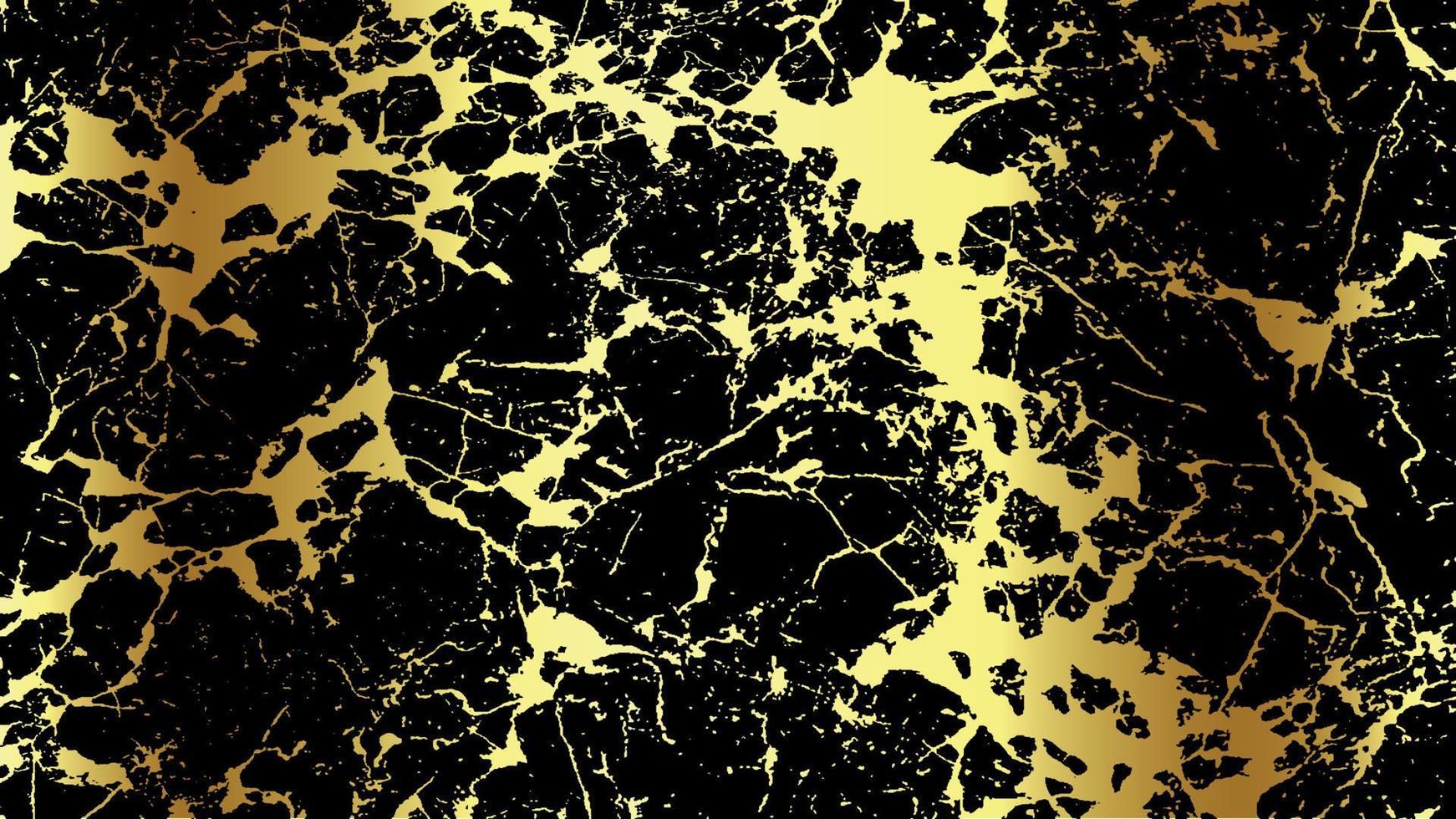 Black grunge texture on golden background vector