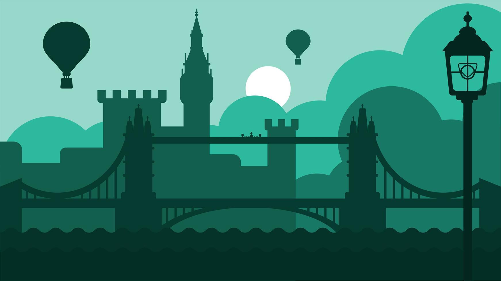 paisaje de londres con castillo y vector de río