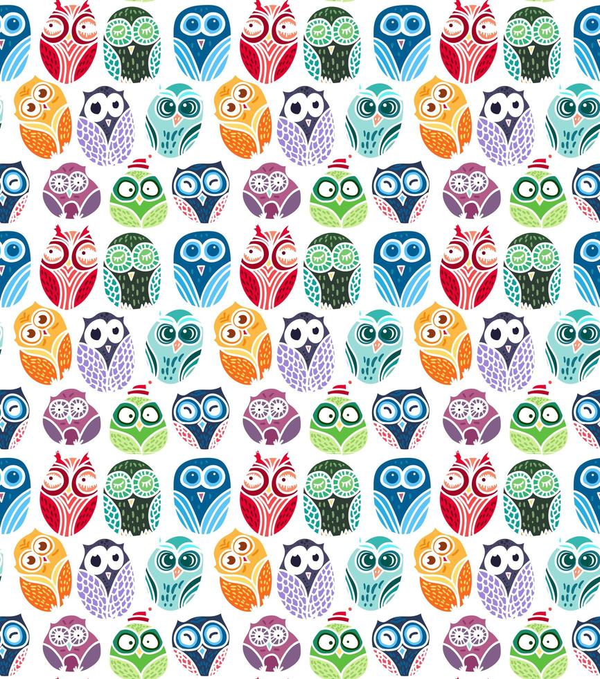 Owls hand drawn seamless pattern vector