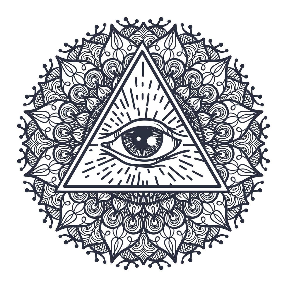 All Seeing Eye in Triangle and Mandal vector