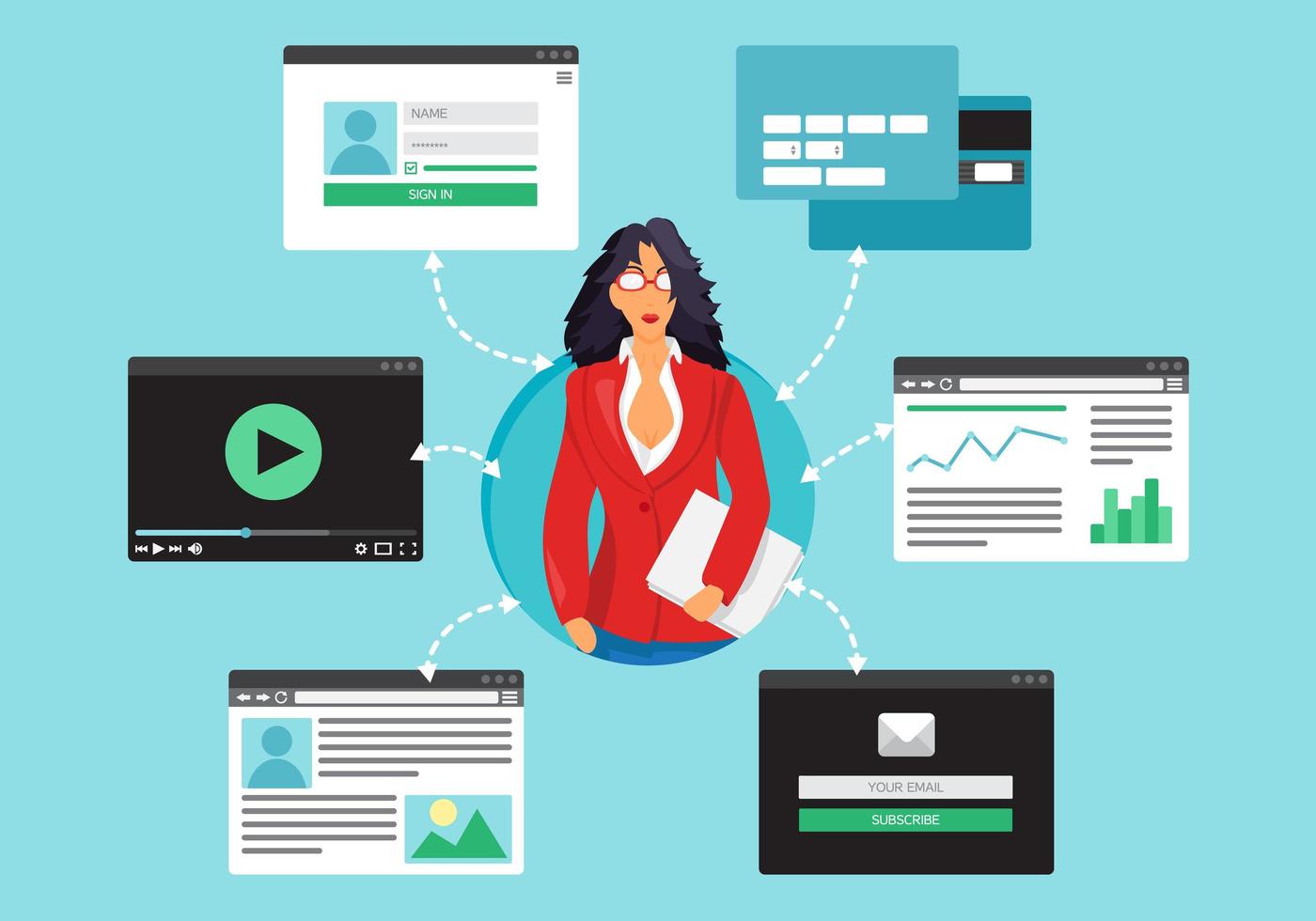 Web Virtual Socail Network vector