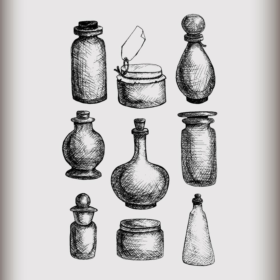 Vintage jars and bottles vector