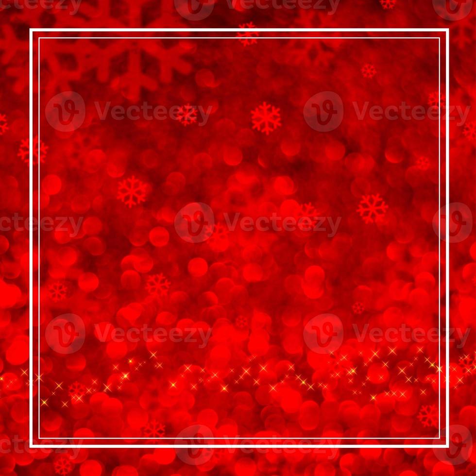 Snowflake red bokeh light with white frame photo