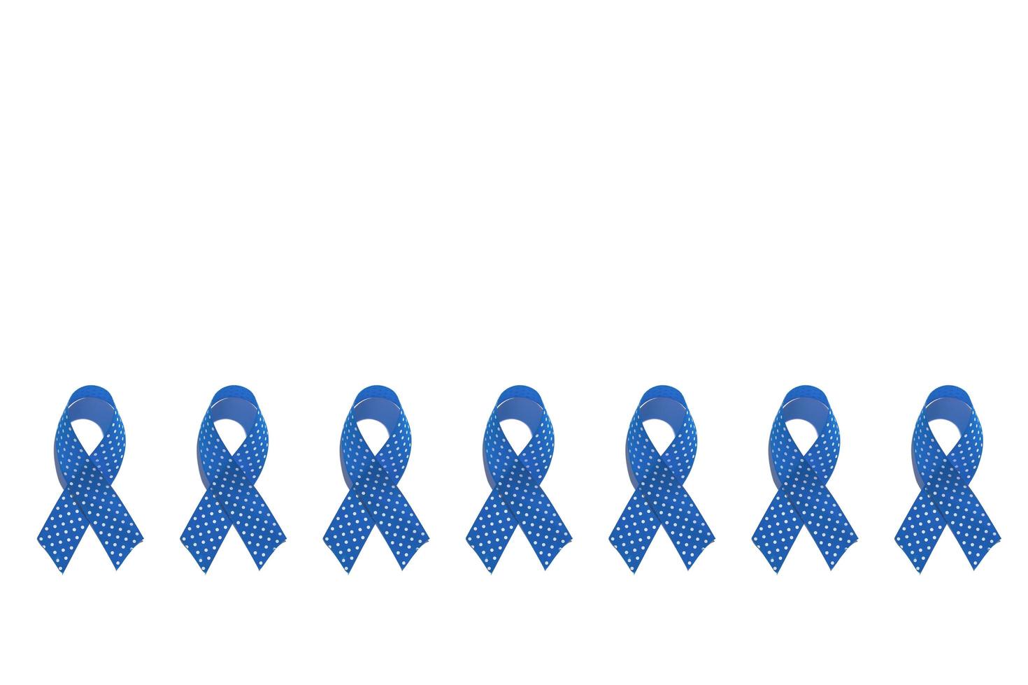 Blue ribbons pattern on white background symbol of world diabetes day 14 november. Copy space photo