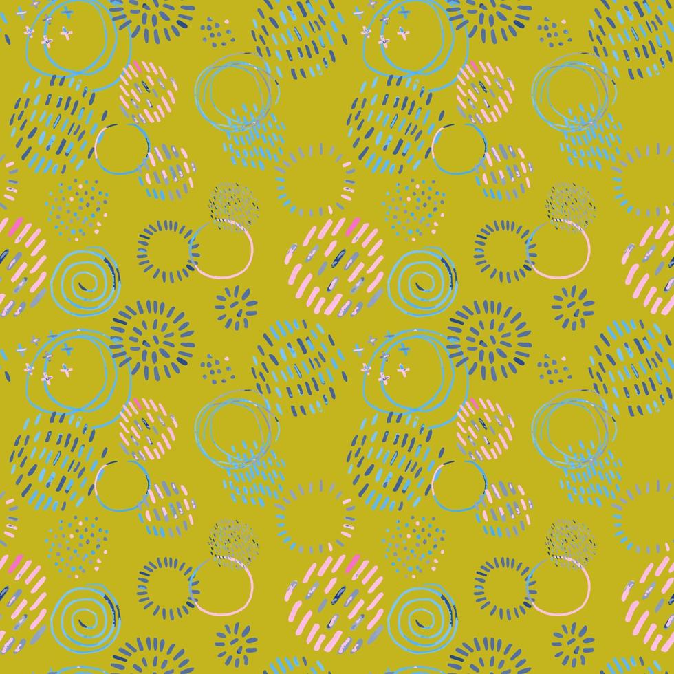 Vector modern seamless background with colorful hand drawn abstract round elements, doodles. Use it for wallpaper, textile print, pattern fills, web, texture, wrapping paper, design presentation
