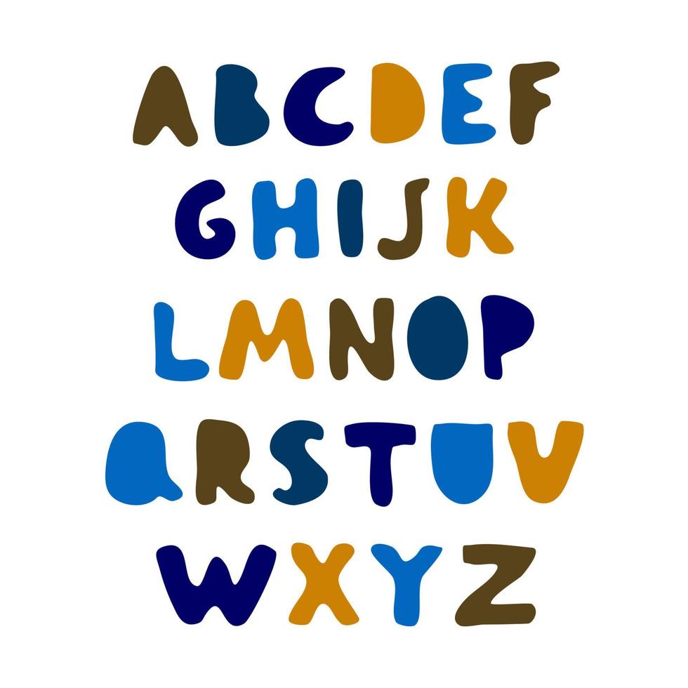 Vector cute colorful alphabet for kids. Can be used as elemets for your design for greeting cards, nursery, poster, card, birthday party, packaging paper design, baby t-shirts prints