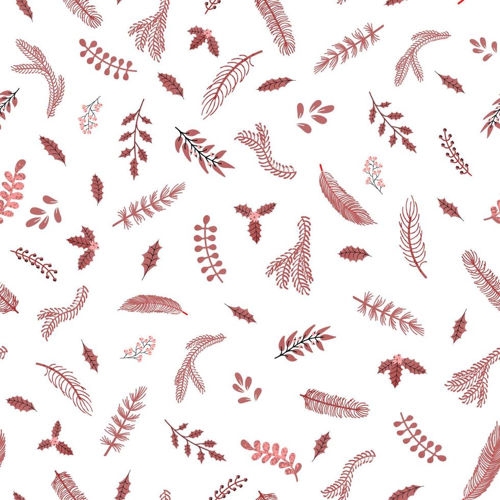 vector moderno patrón sin costuras con mano colorida dibujar ilustración de plantas navideñas. Úselo para papel tapiz, impresión textil, rellenos, página web, texturas superficiales, papel de regalo, diseño de presentación.