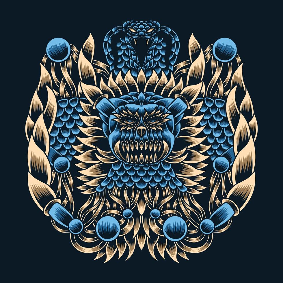 Artwork Illustration Abstract Creature With Engraving vector