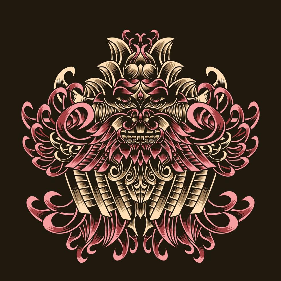 Artwork Illustration Abstract Creature With Engraving vector