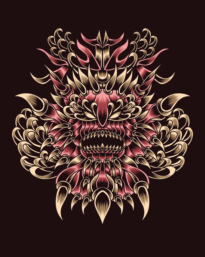 Artwork Illustration Abstract Creature With Engraving vector