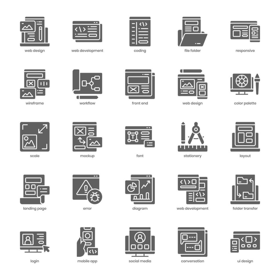 Web Design and Development pack for your website design, logo, app, UI. vector