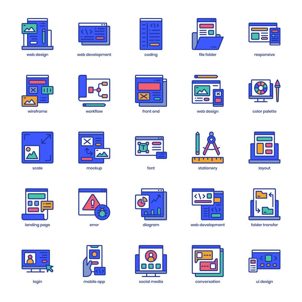 Web Design and Development pack for your website design, logo, app, UI. vector
