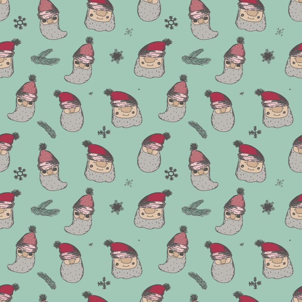 Funny Christmas seamless pattern with Santa Claus for Merry Christmas and Happy New Year decor vector