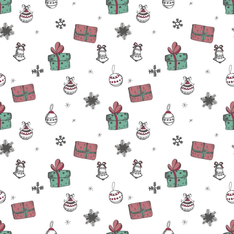 Christmas and Happy New Year seamless pattern with gift boxes. Cute holiday print. vector