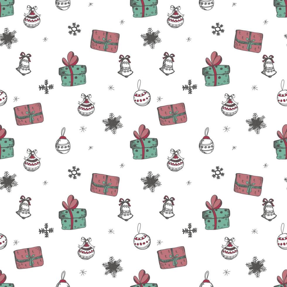 Christmas and Happy New Year seamless pattern with gift boxes. Cute holiday print. vector