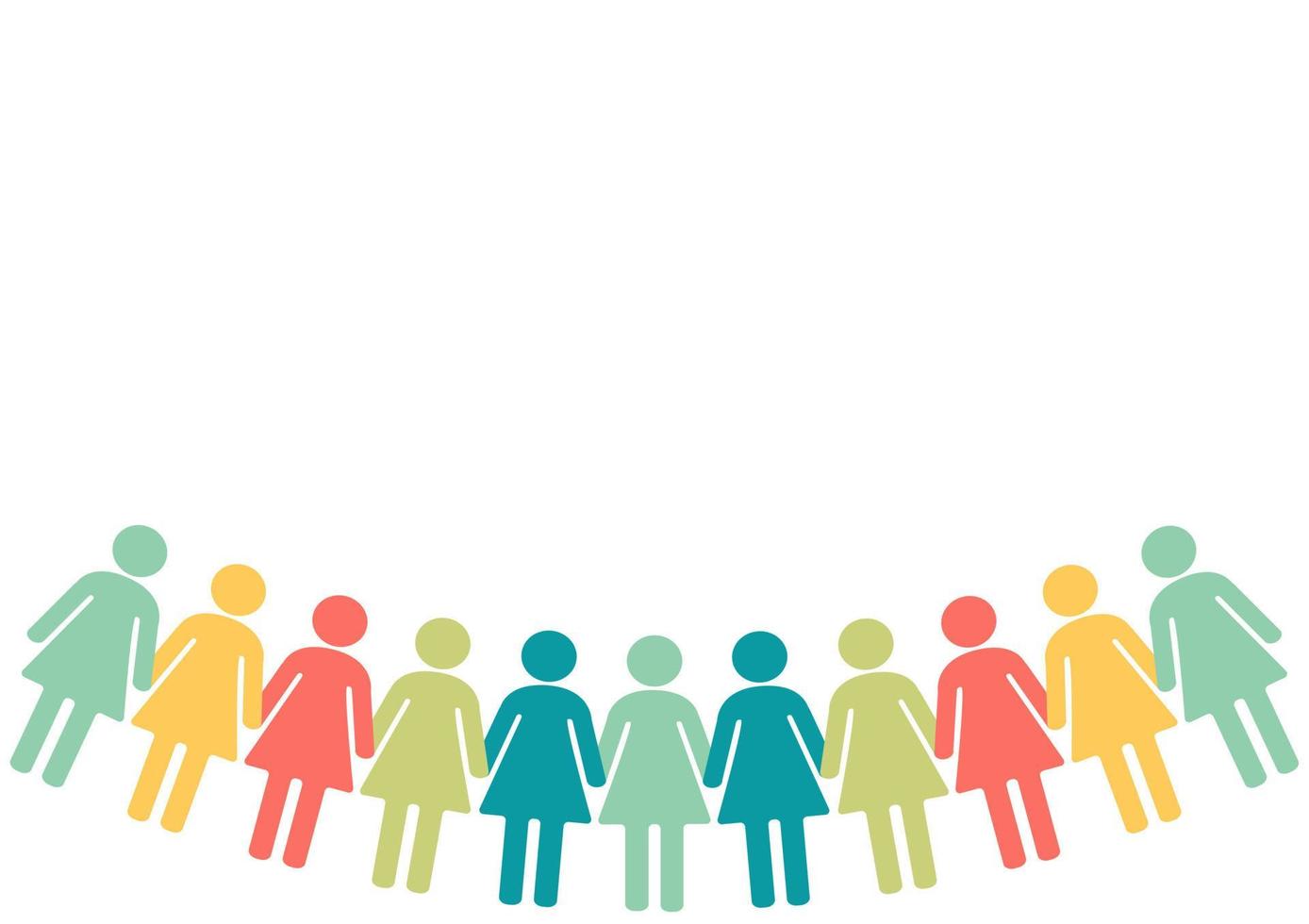 colorful paper woman chain background vector