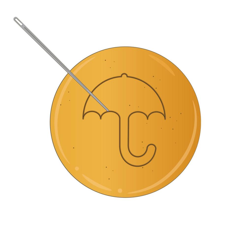 Seoul, South Korea 2021. The genuine Honeycomb toffee Dalgona candy in Squid game.Dalgona korea traditional sugar candy. A candy circle with an  umbrella in the middle. Vector illustration.