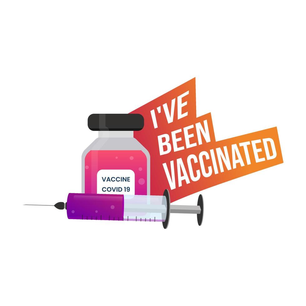 I have been vaccinated. Icon or sticker to show that you have received the vaccine vector