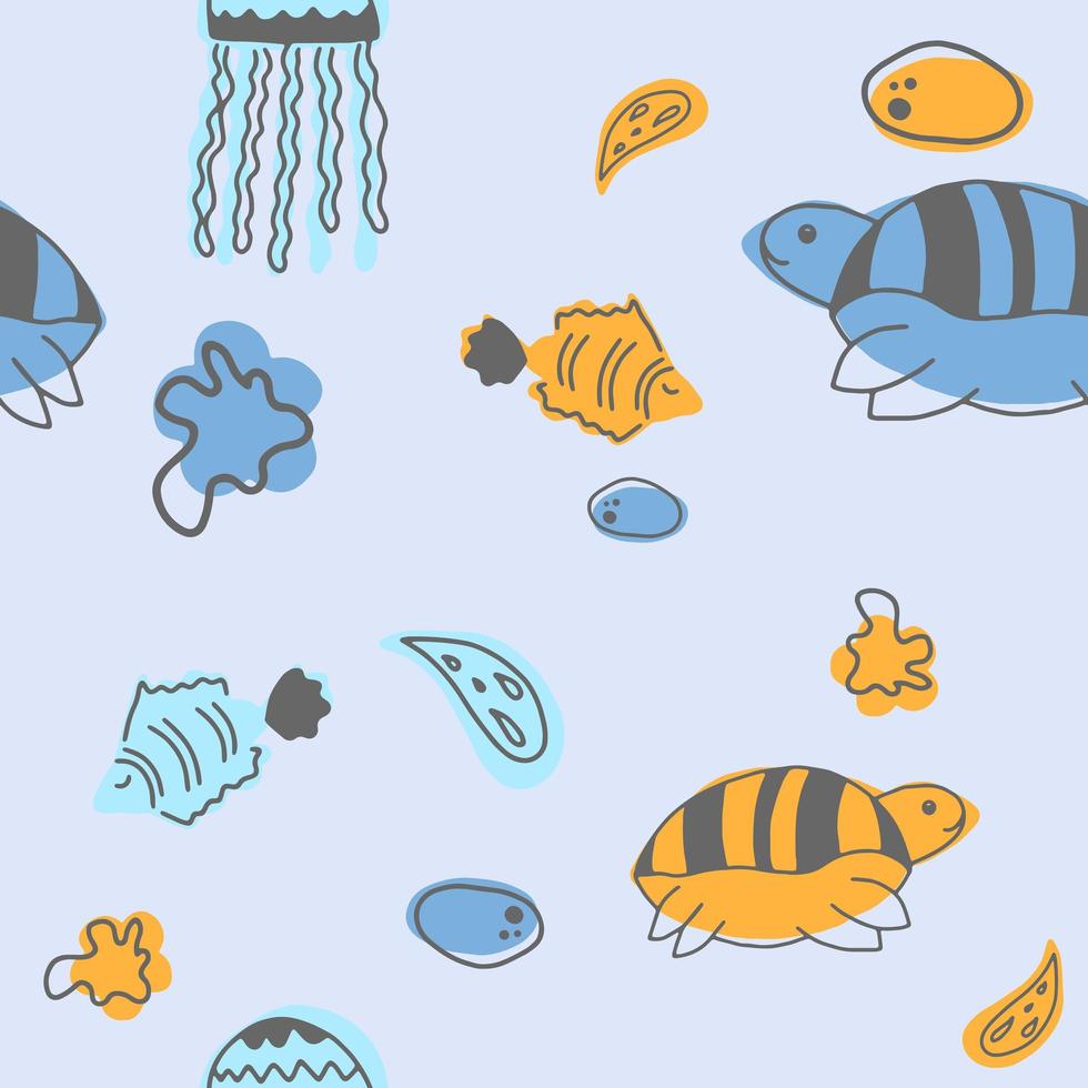 vector lindo patrón transparente con animales marinos. motivos escandinavos. impresión infantil. ilustración dibujada a mano.