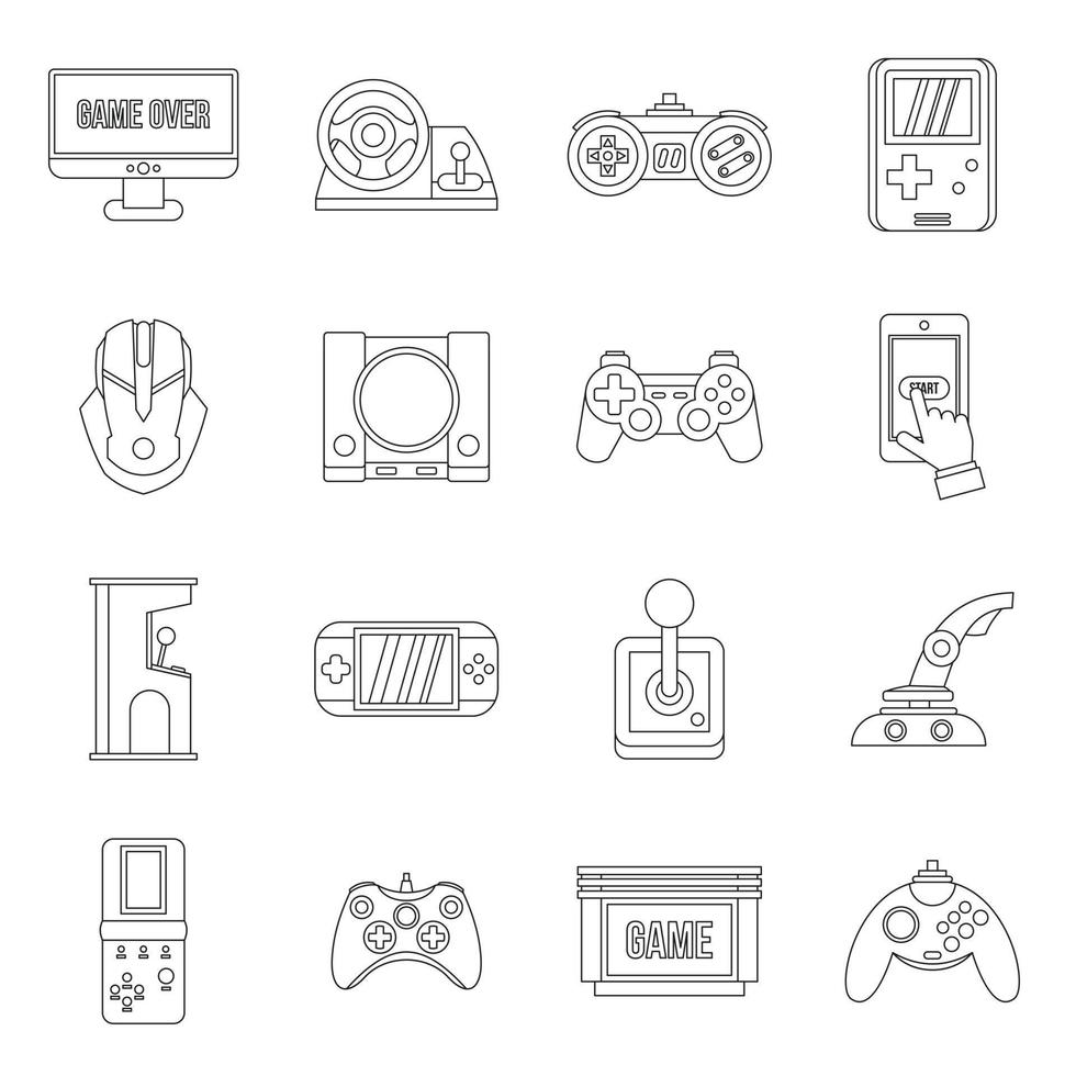 conjunto de videojuegos, estilo de contorno vector